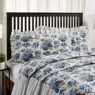 Annie Blue Floral Ruffled King Sham 21x37 VHC Brands - The Fox Decor